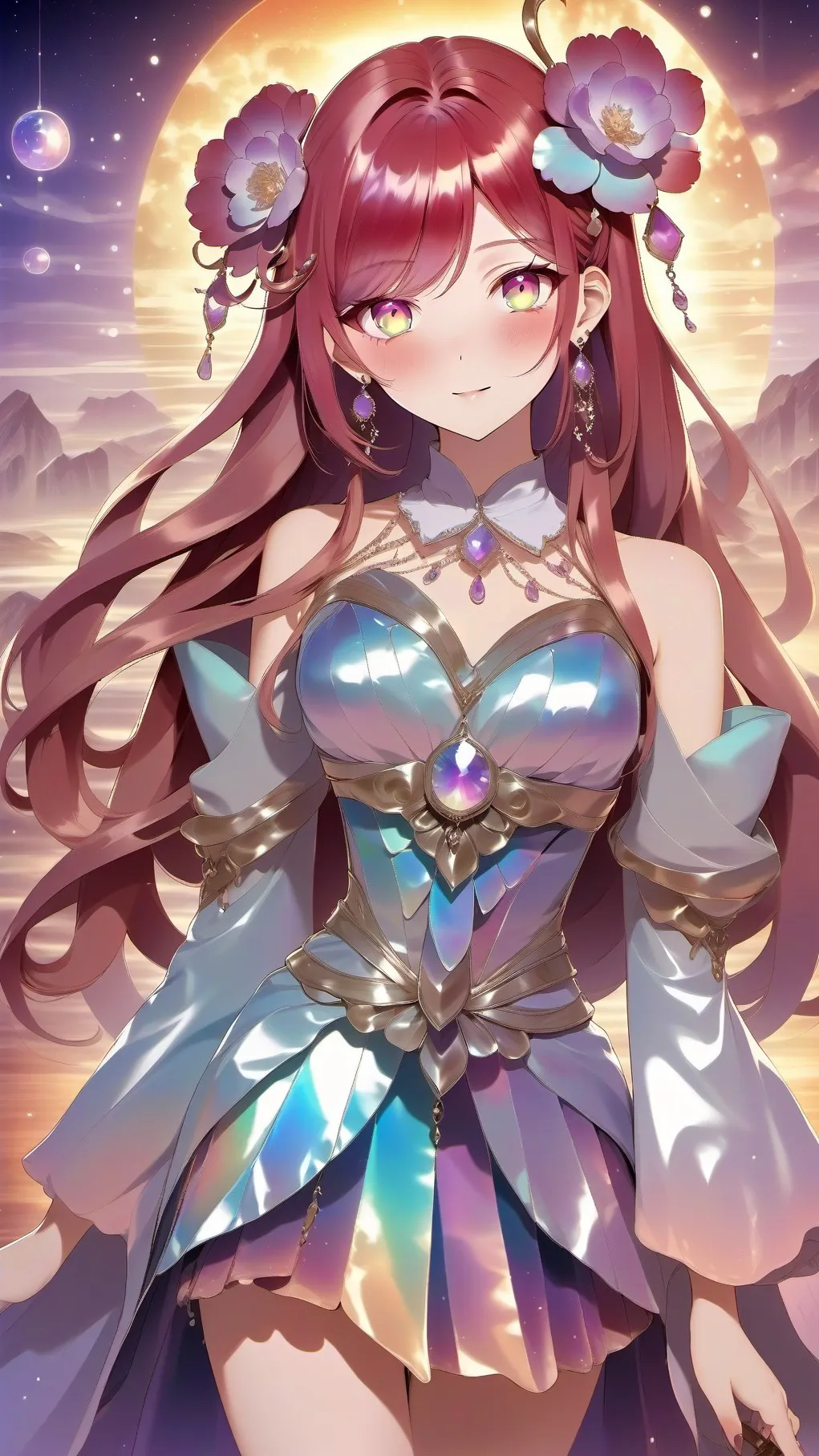 ai character: queen of flowers background