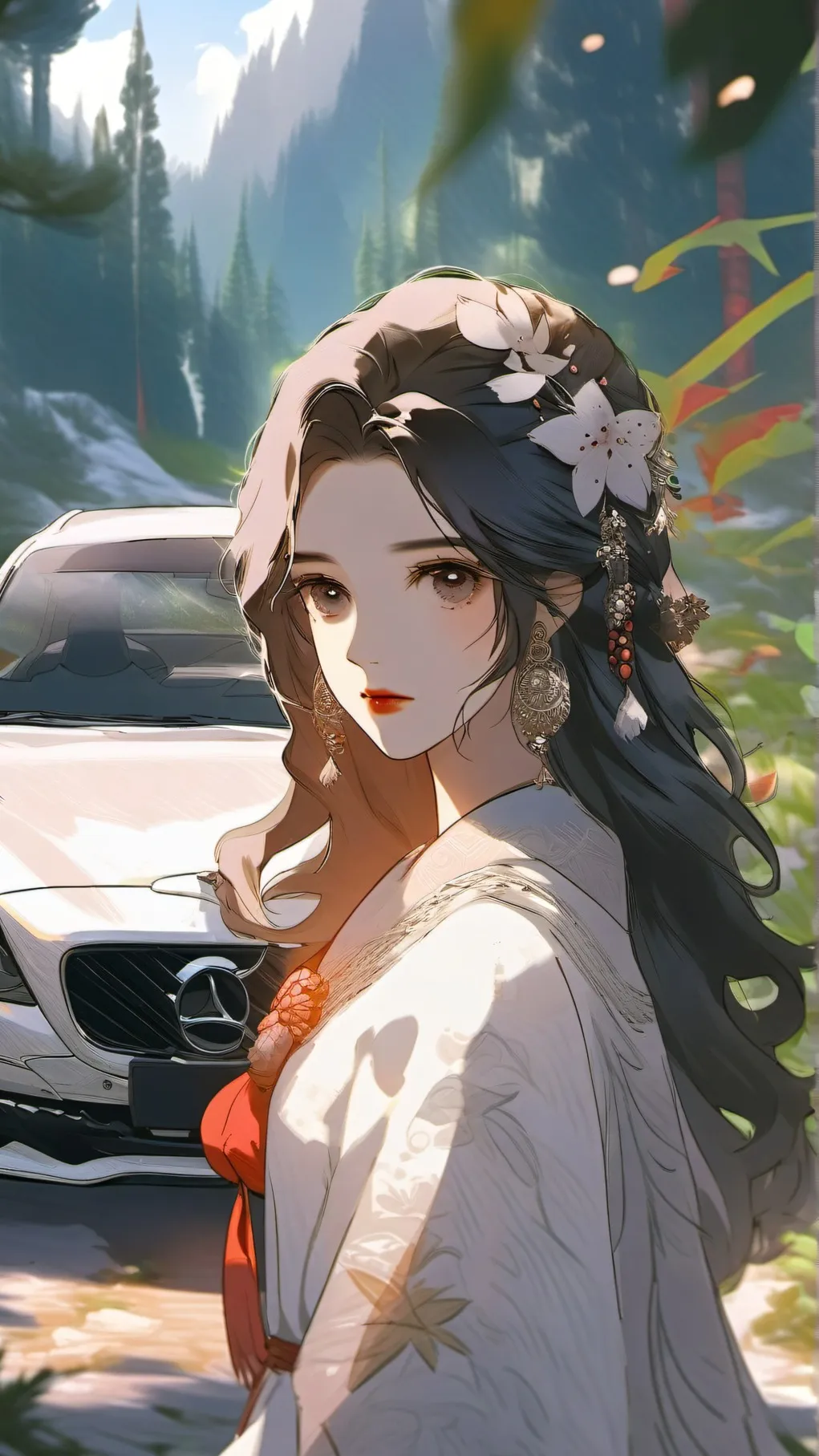 ai character: Frsaken car trip background