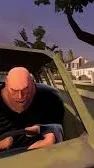 ai character: DRIVING WITH HEAVY background