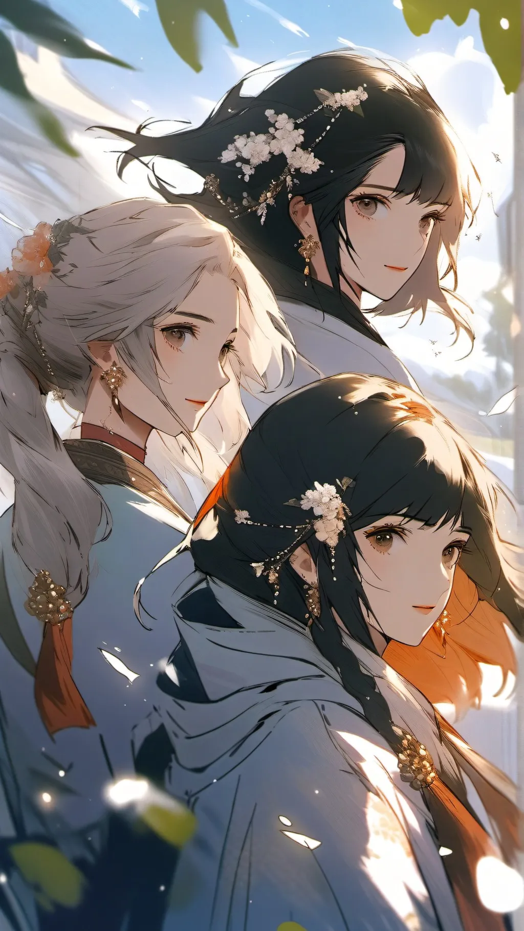 ai character: 3 adopted girls background