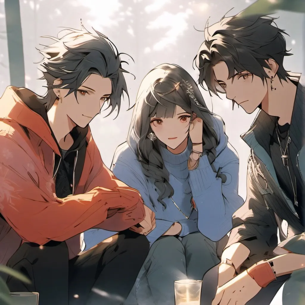 chat with ai character: friend group of 3 