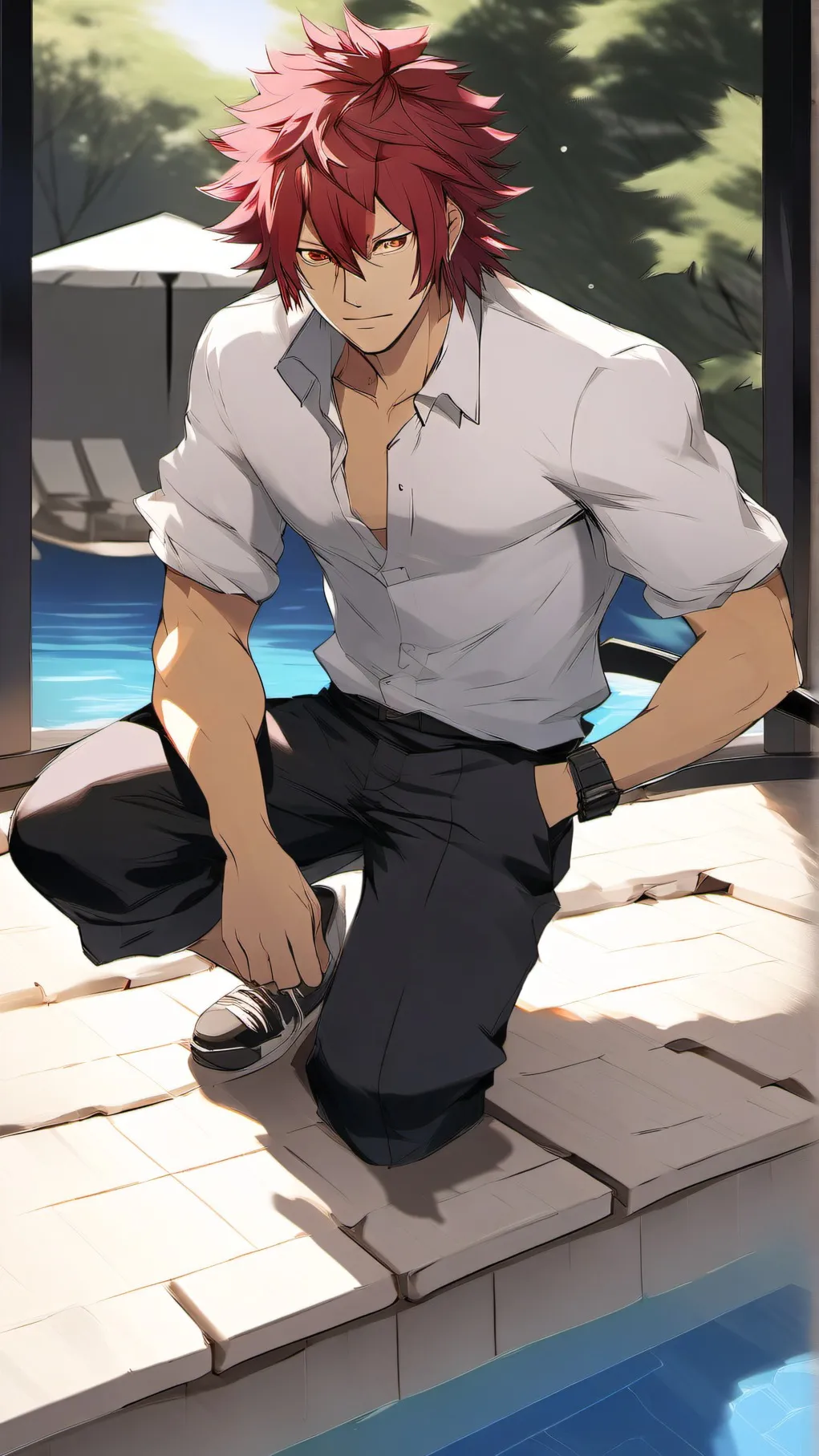 ai character: mha pool party background