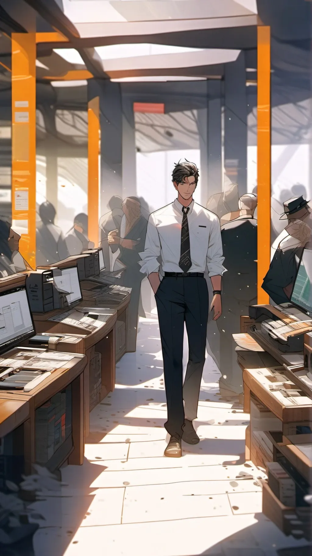ai character: bank worker background