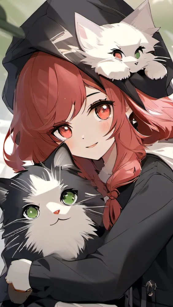 ai character: Girl With CAT!!!!! background