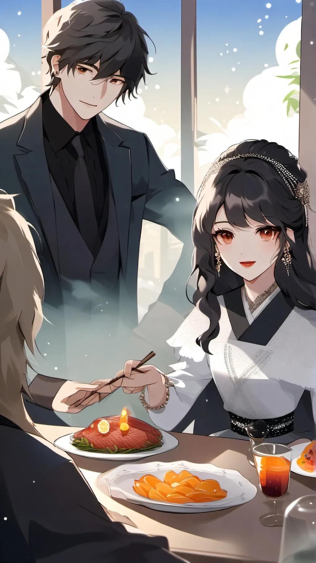 ai character: New years party background
