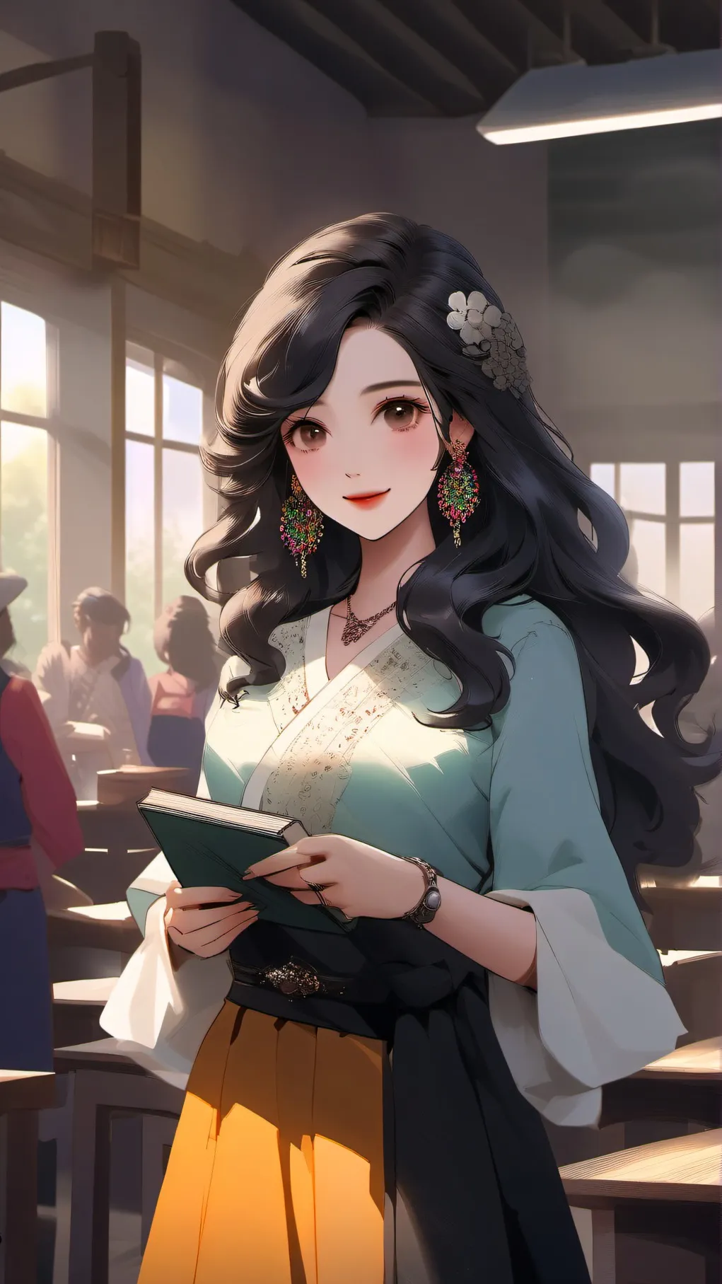ai character: école fun background