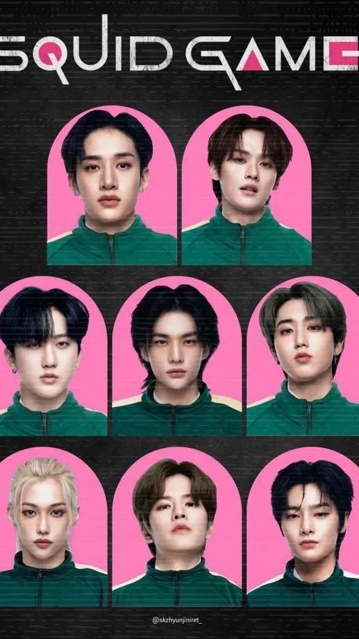 ai character: SKZ: squid game background