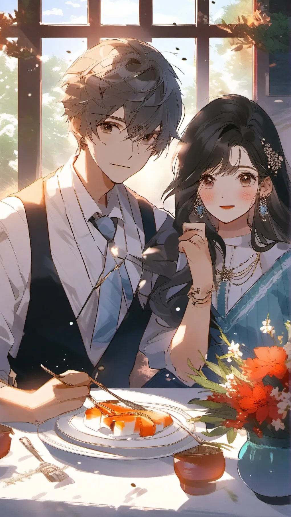 ai character: noah,emma background