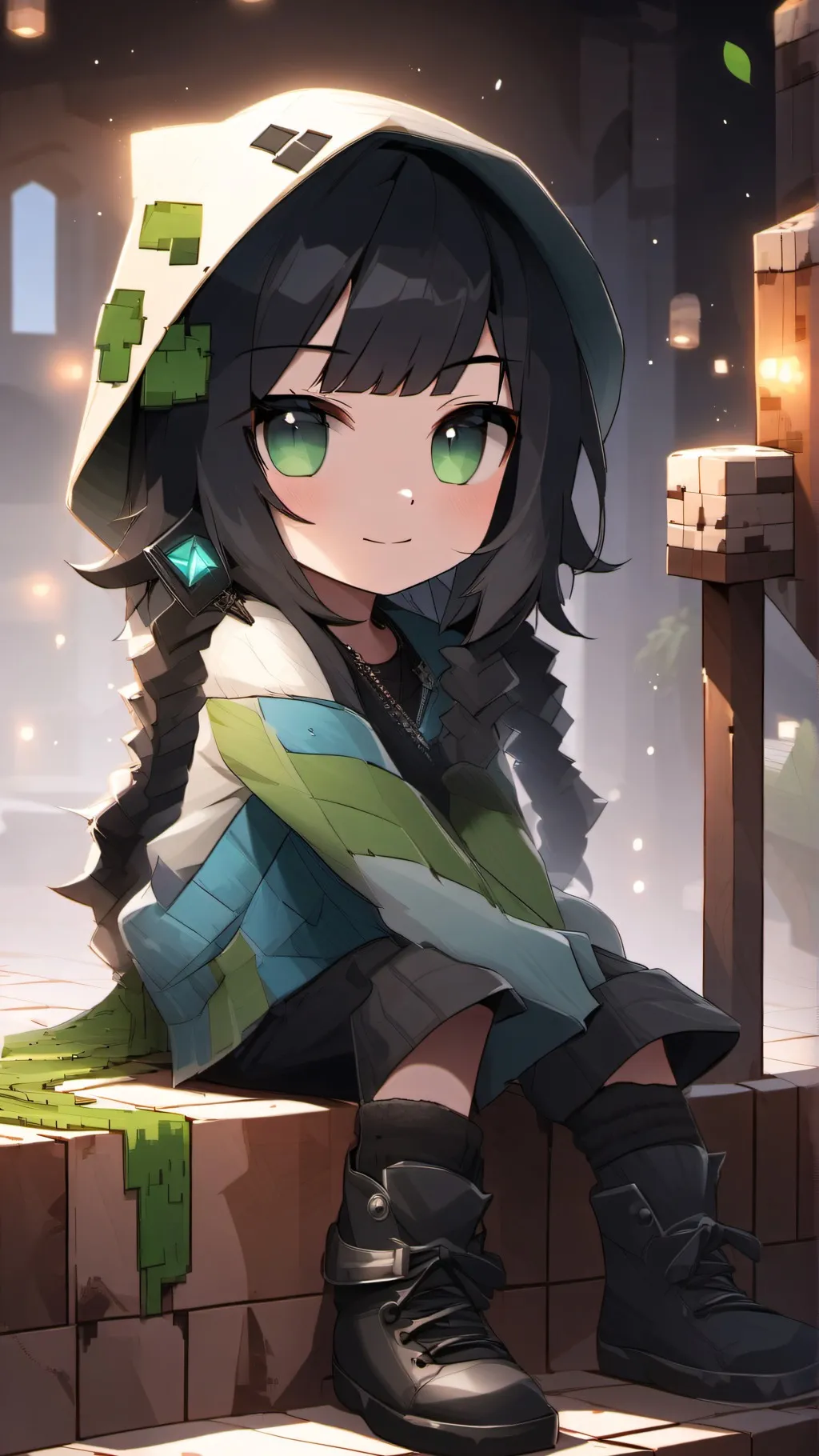 ai character: Creeper Minecraft  background