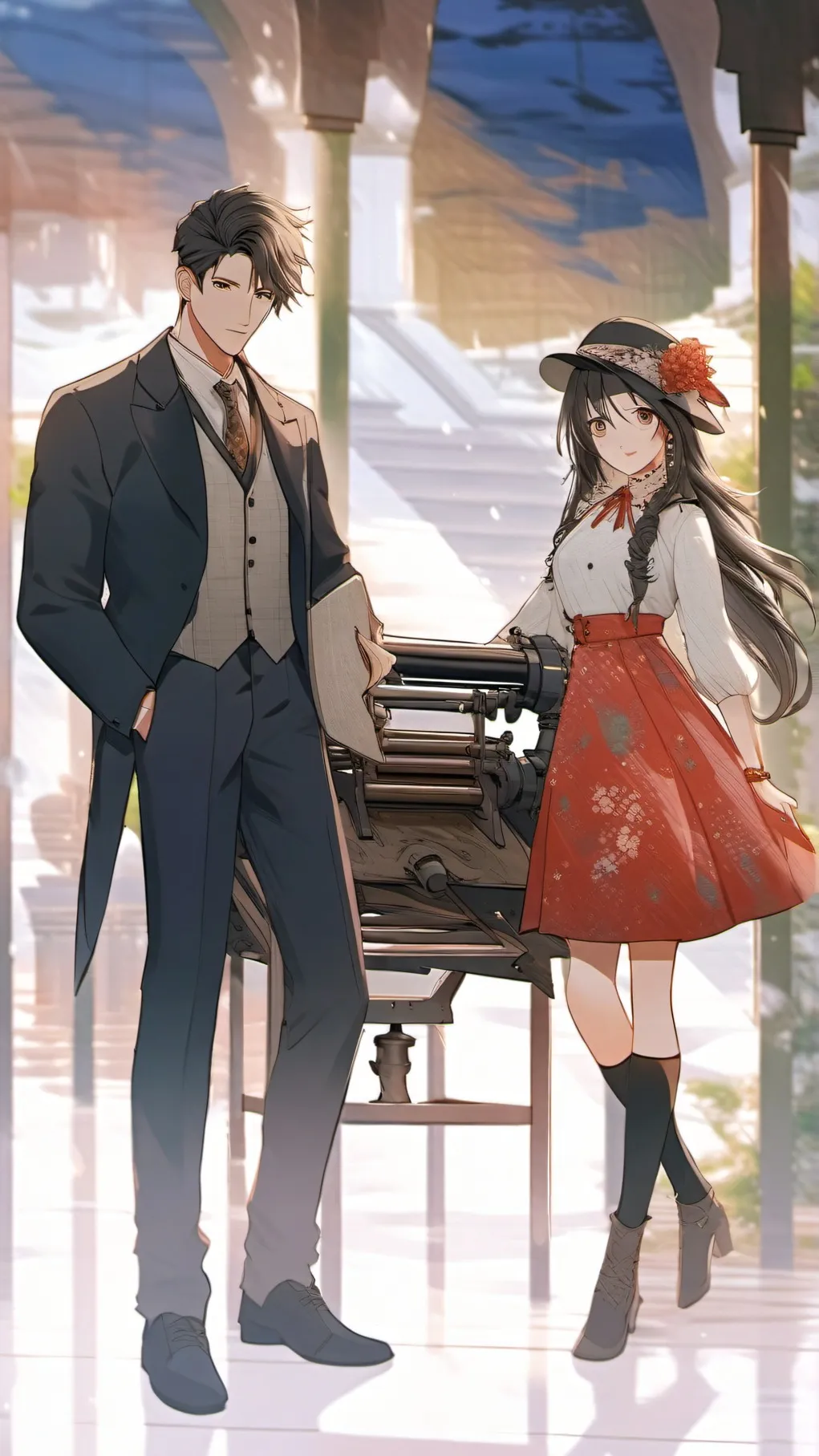 ai character: Printpress Antique background