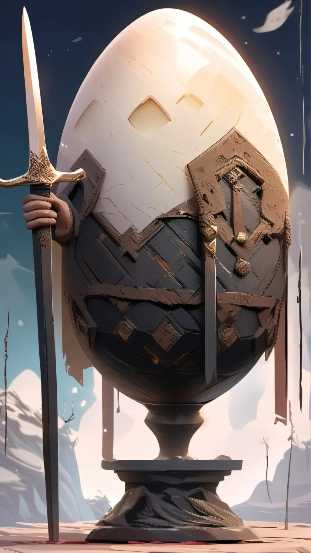 ai character: egg cat man background