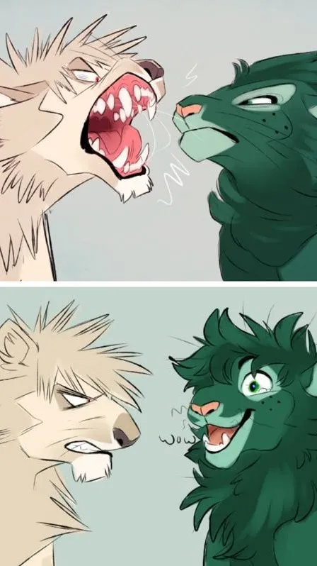 ai character: Bakugo y Deku background
