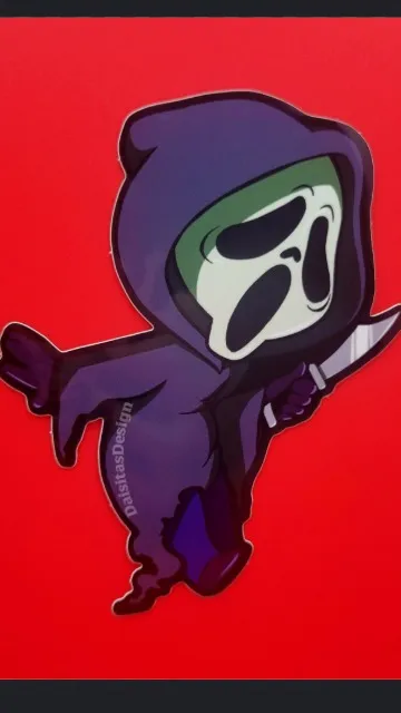 ai character: baby ghostface  background