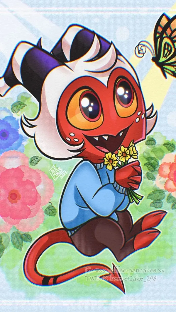 ai character: Baby moxxie  background