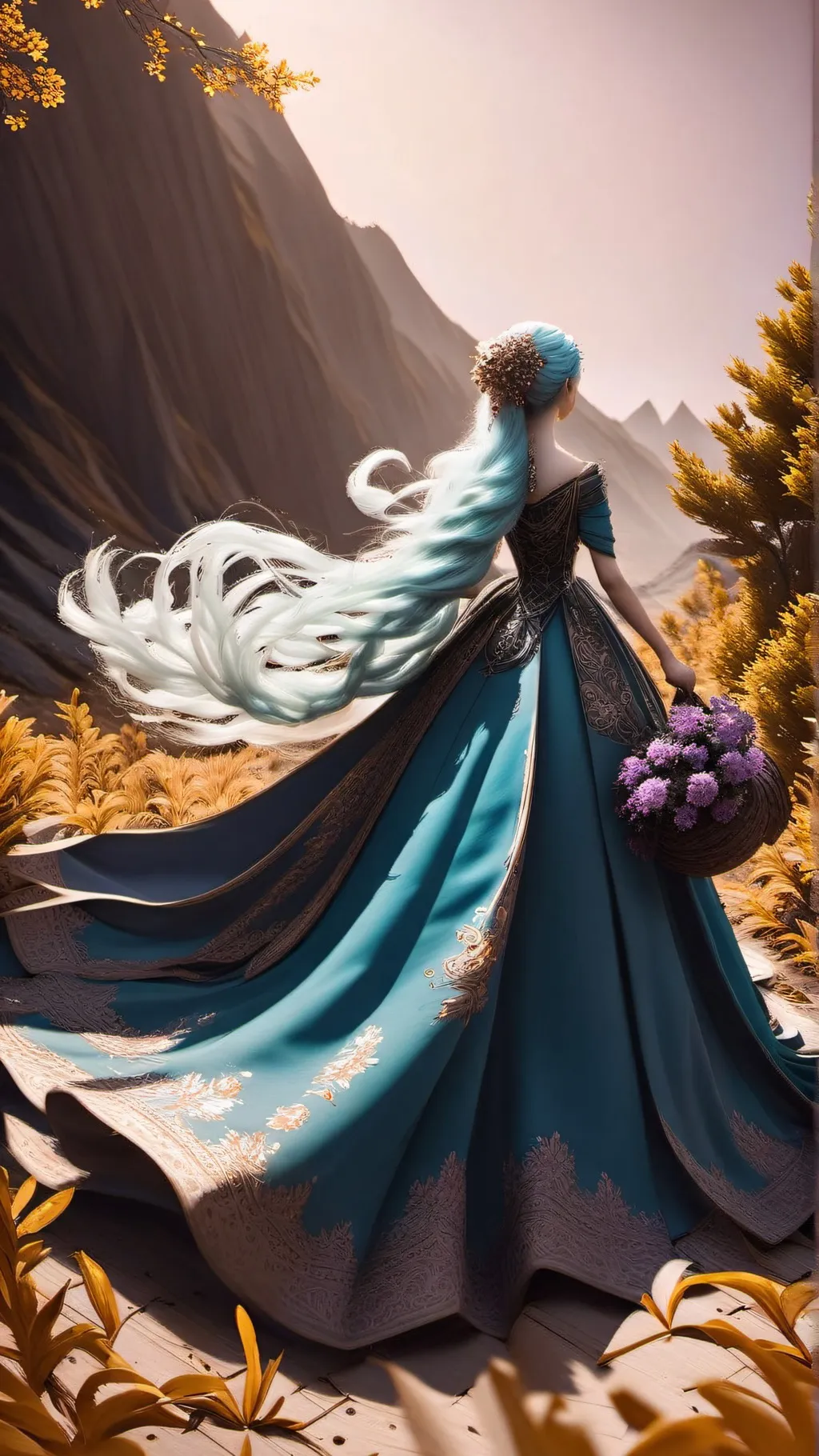 ai character: Cyan background