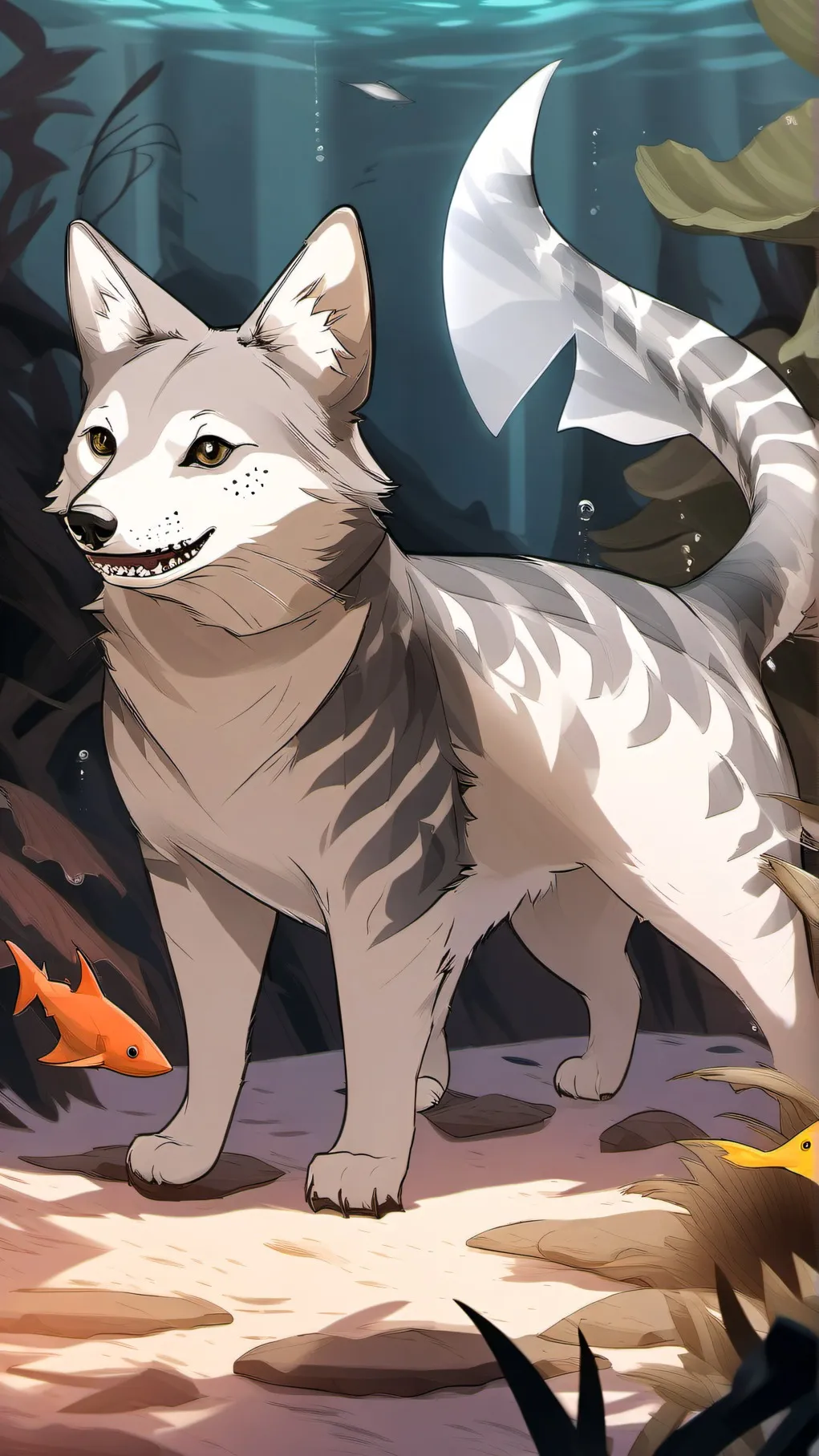 ai character: shark pelt background