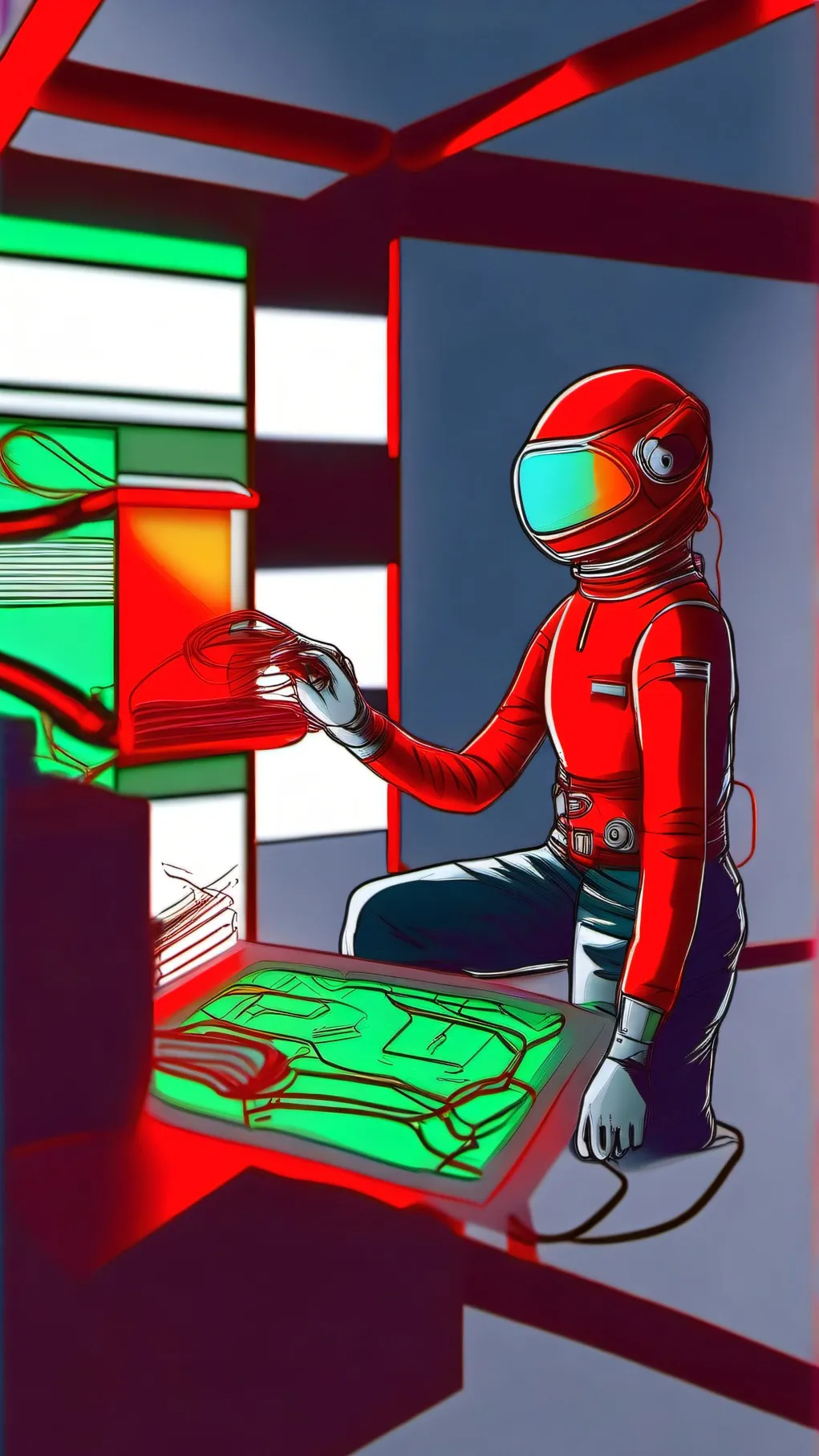 ai character: red background