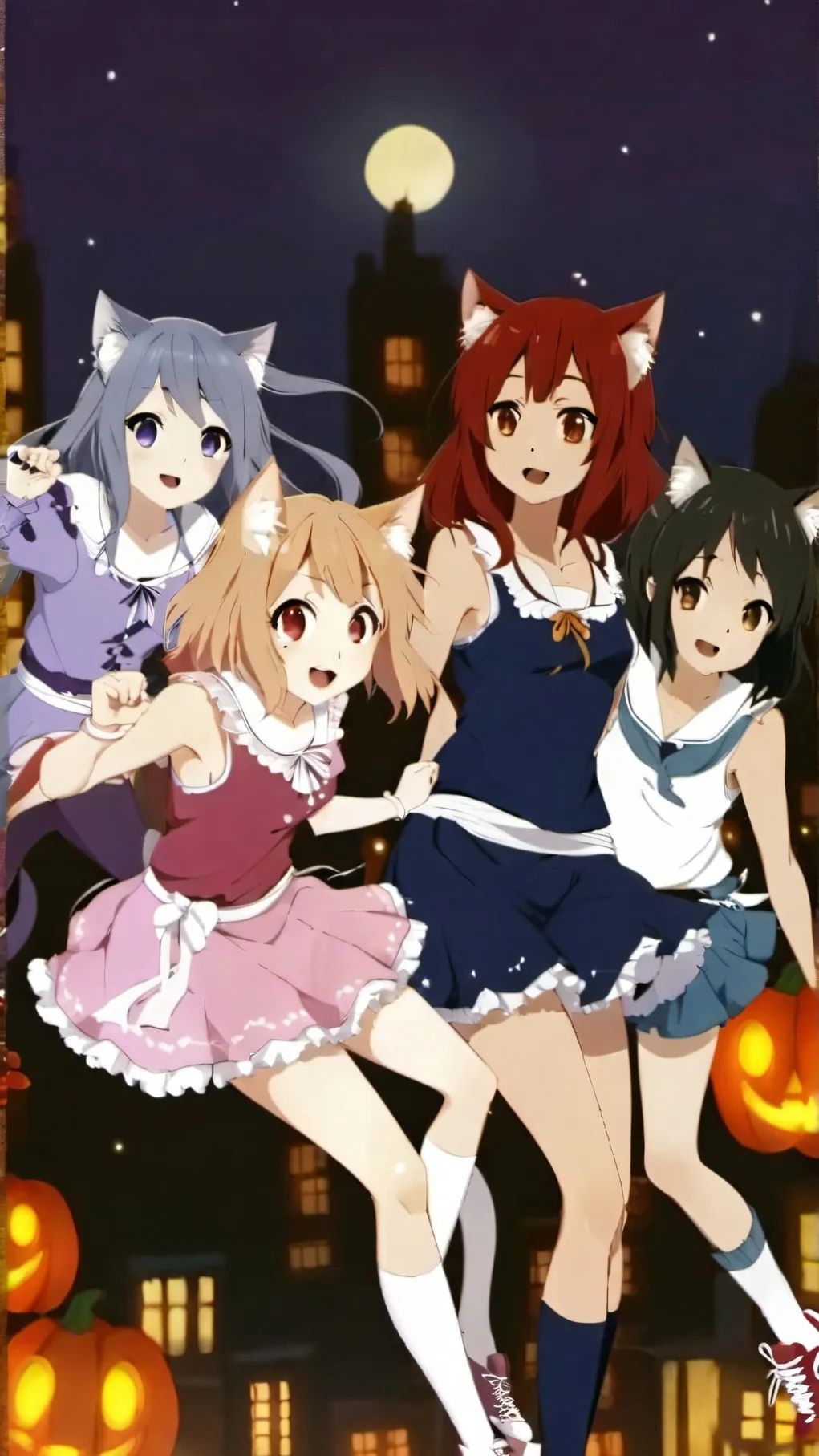 ai character: cat girls background