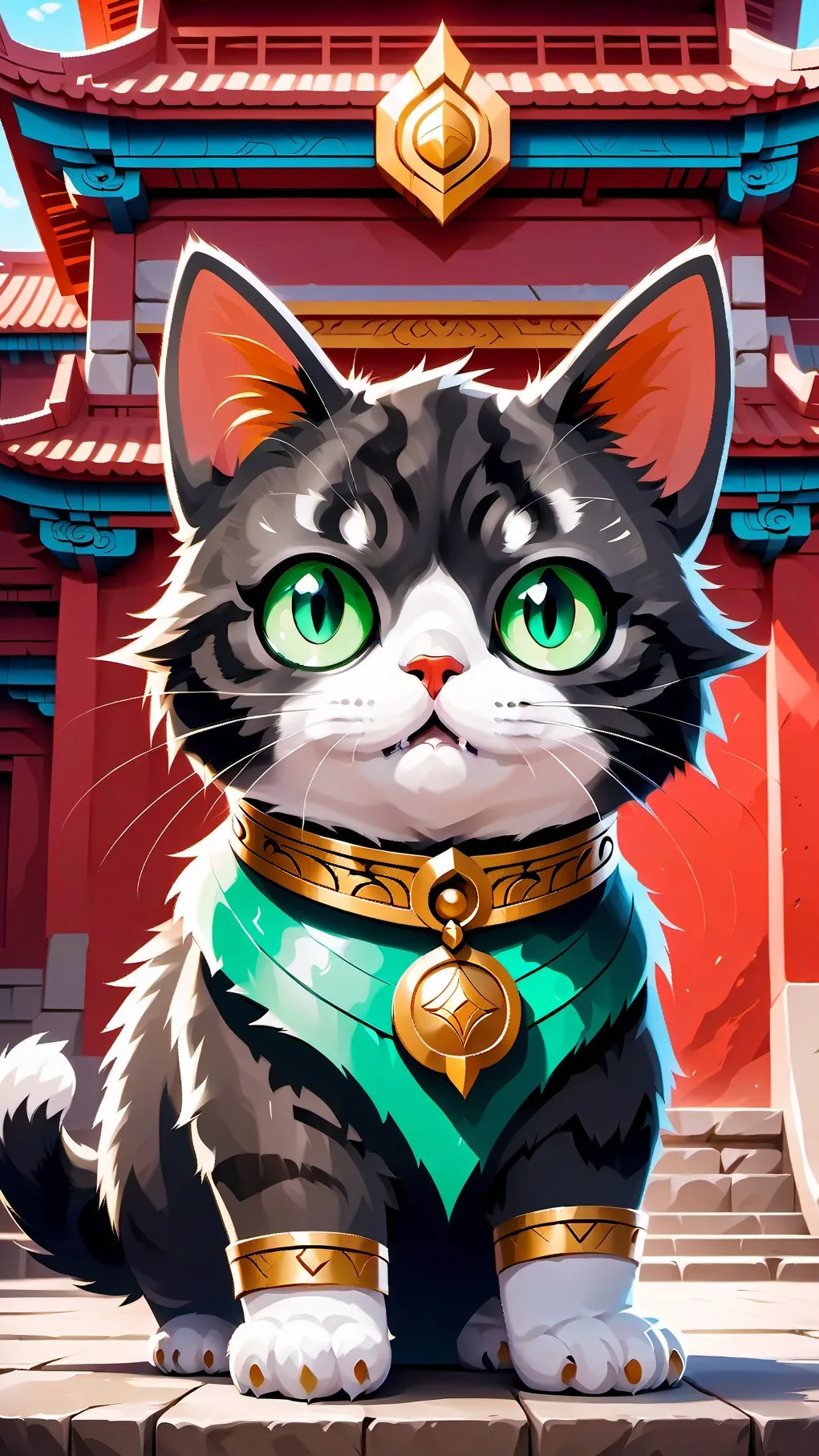 ai character: game cat 90s background