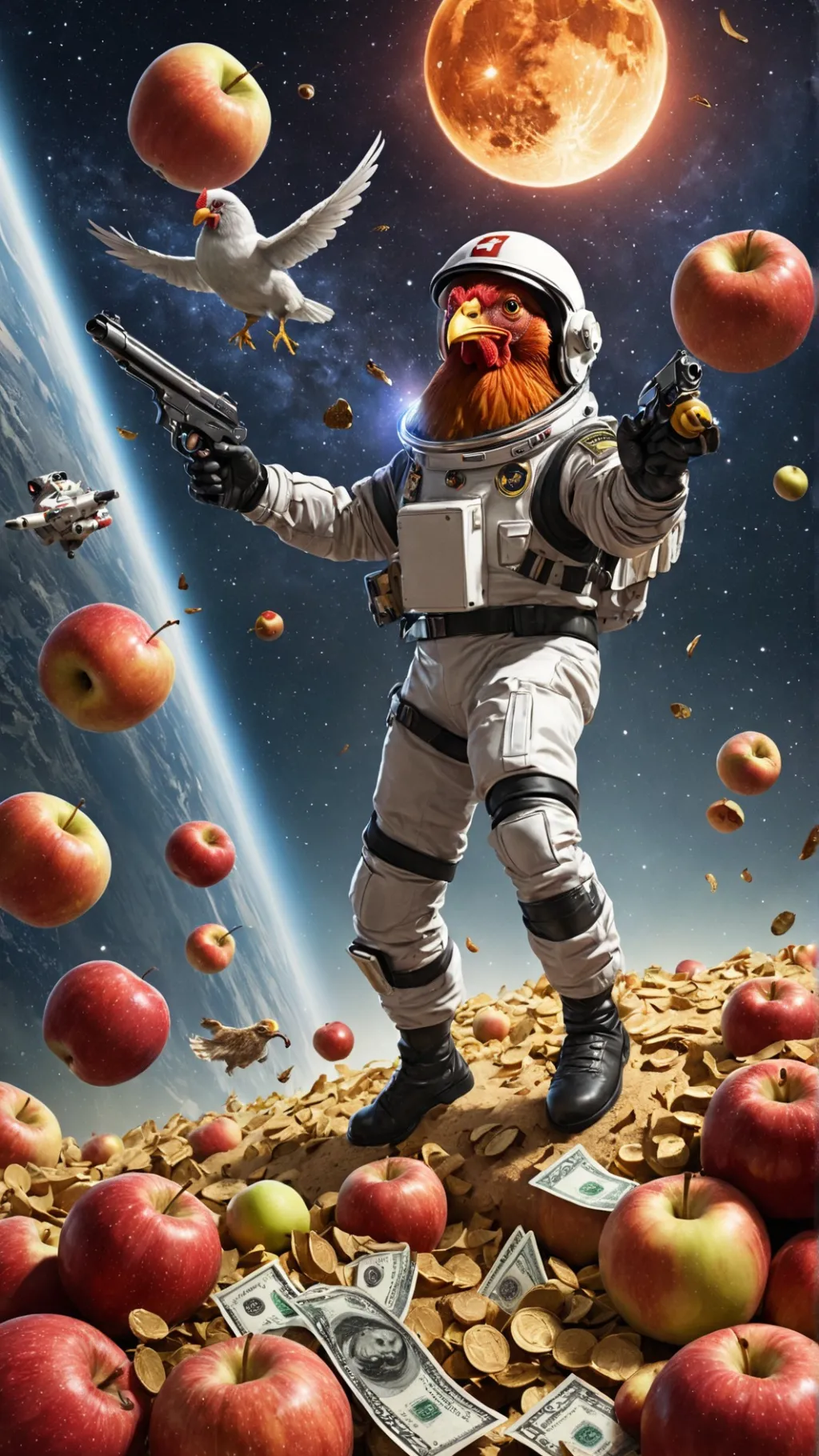 ai character: Space Chicken background