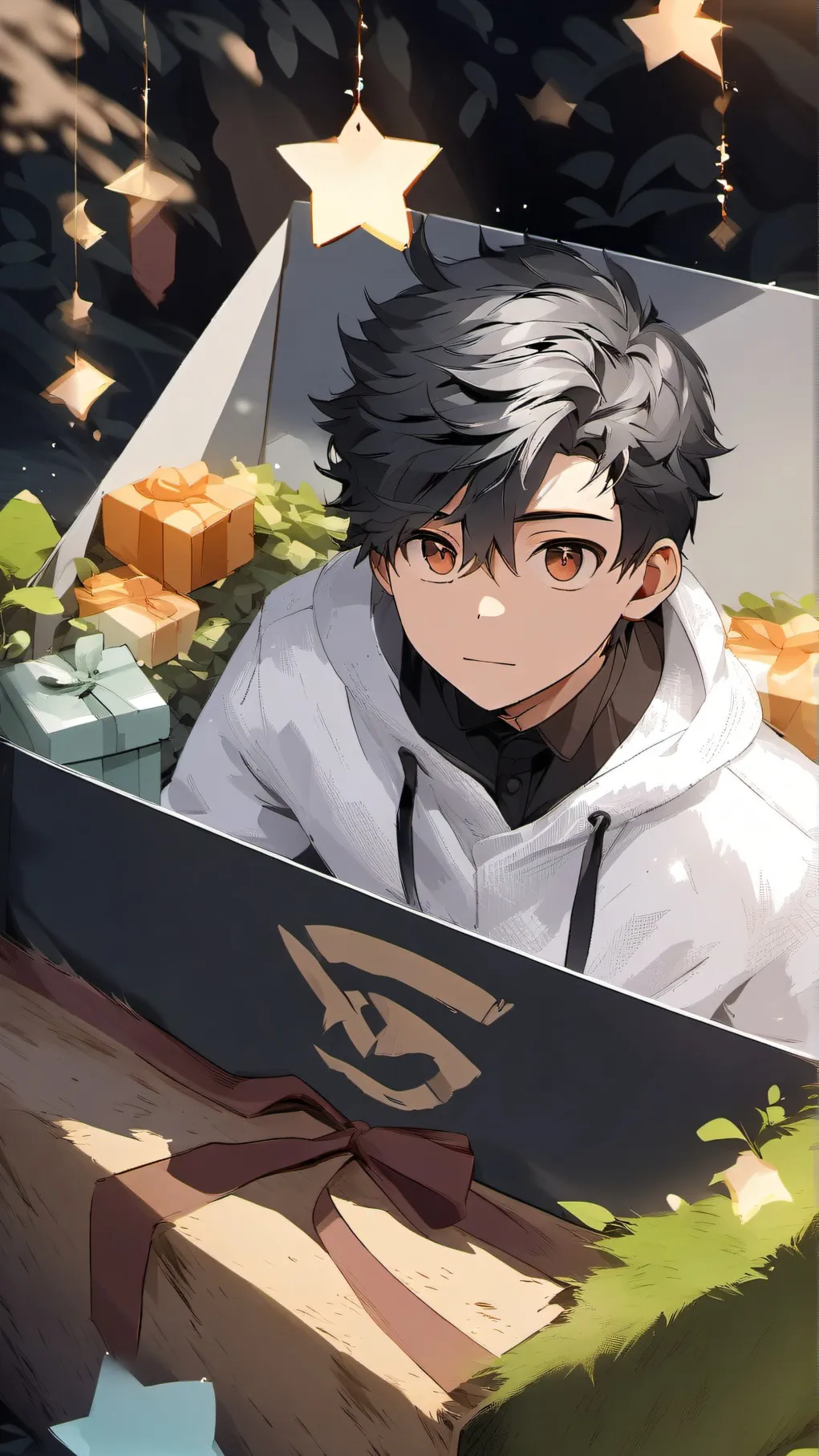 ai character: tiny gift background