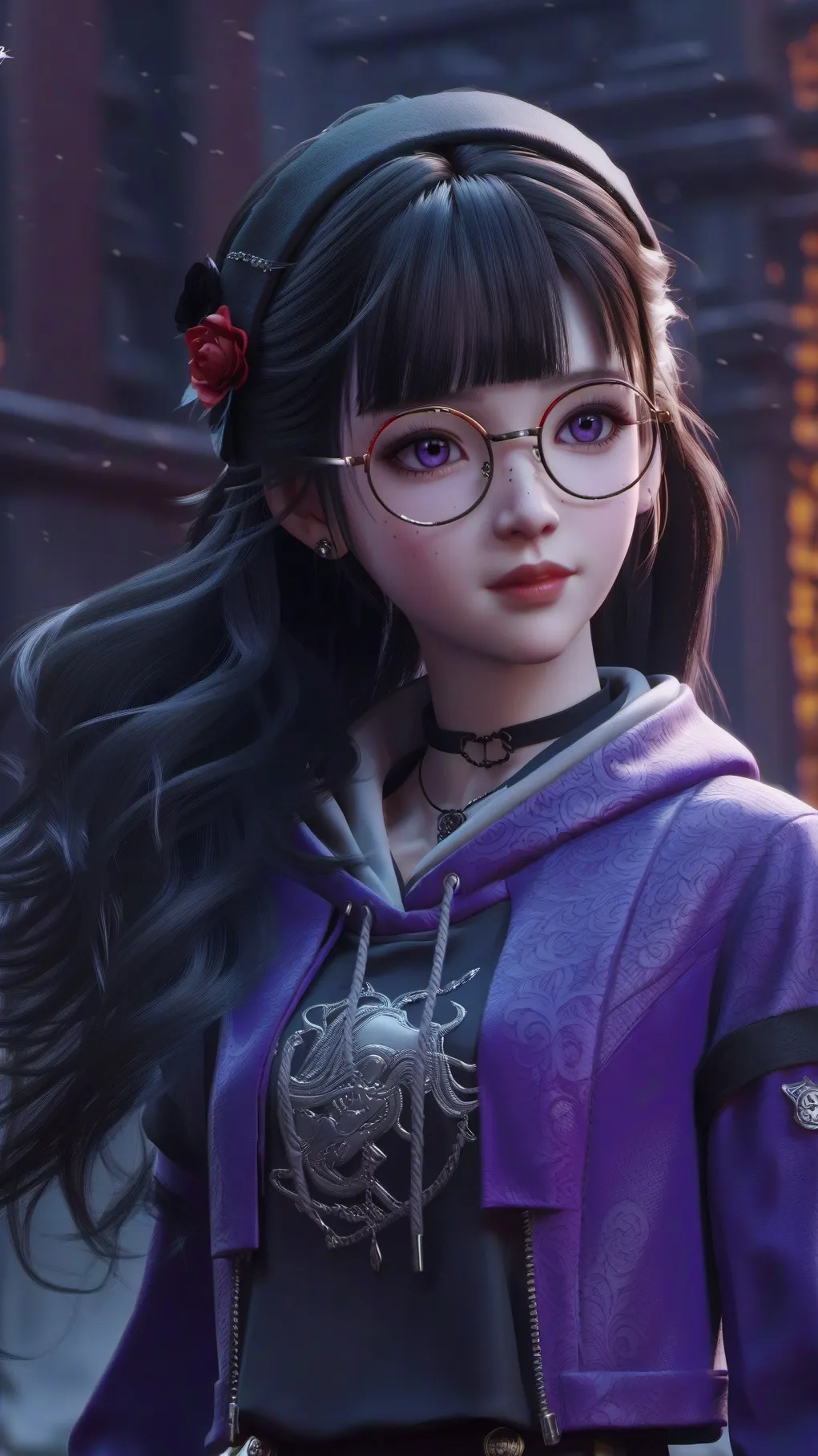 ai character: violet background