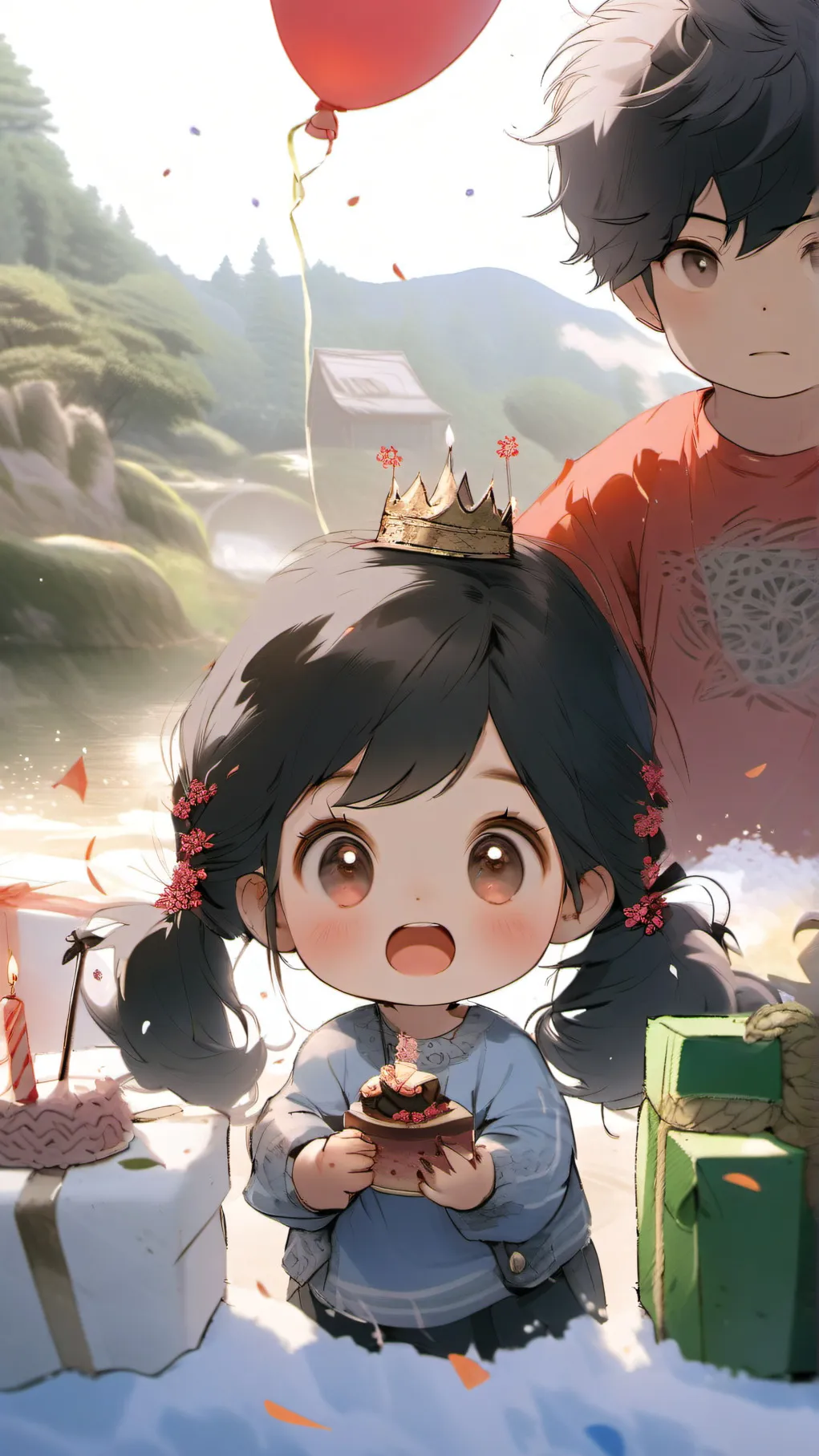 ai character: cute baby birthday background