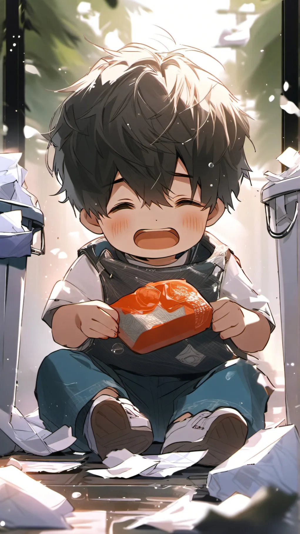 ai character: trash baby background