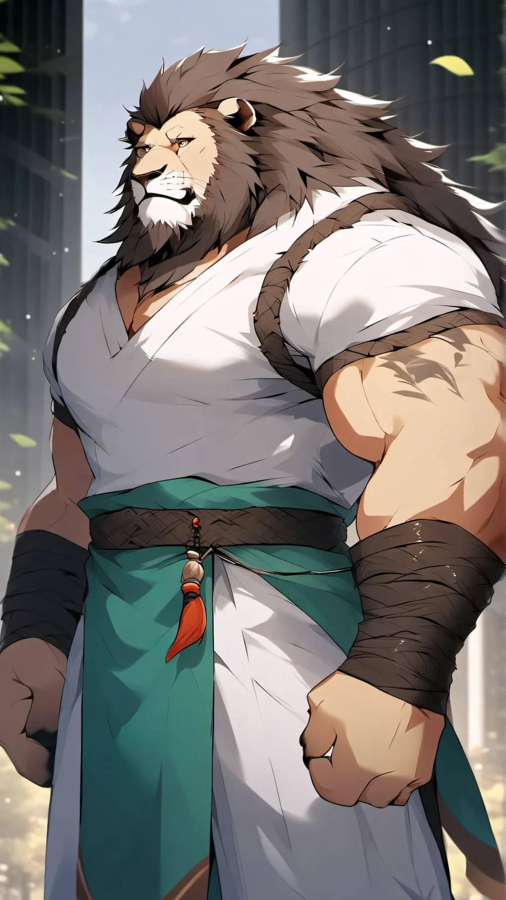 ai character: Leo the fat lion background