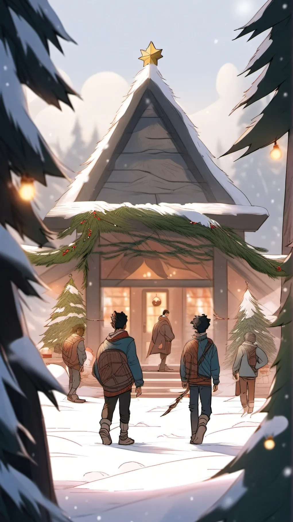 ai character: PJO Christmas  background