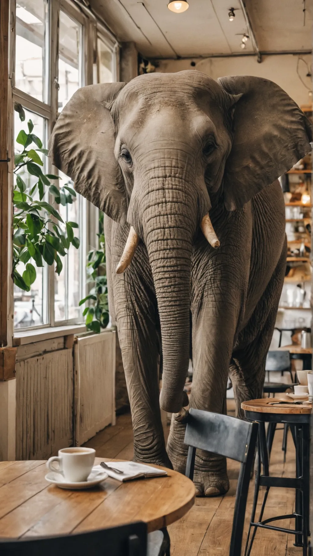 ai character: Elephant Cafe background