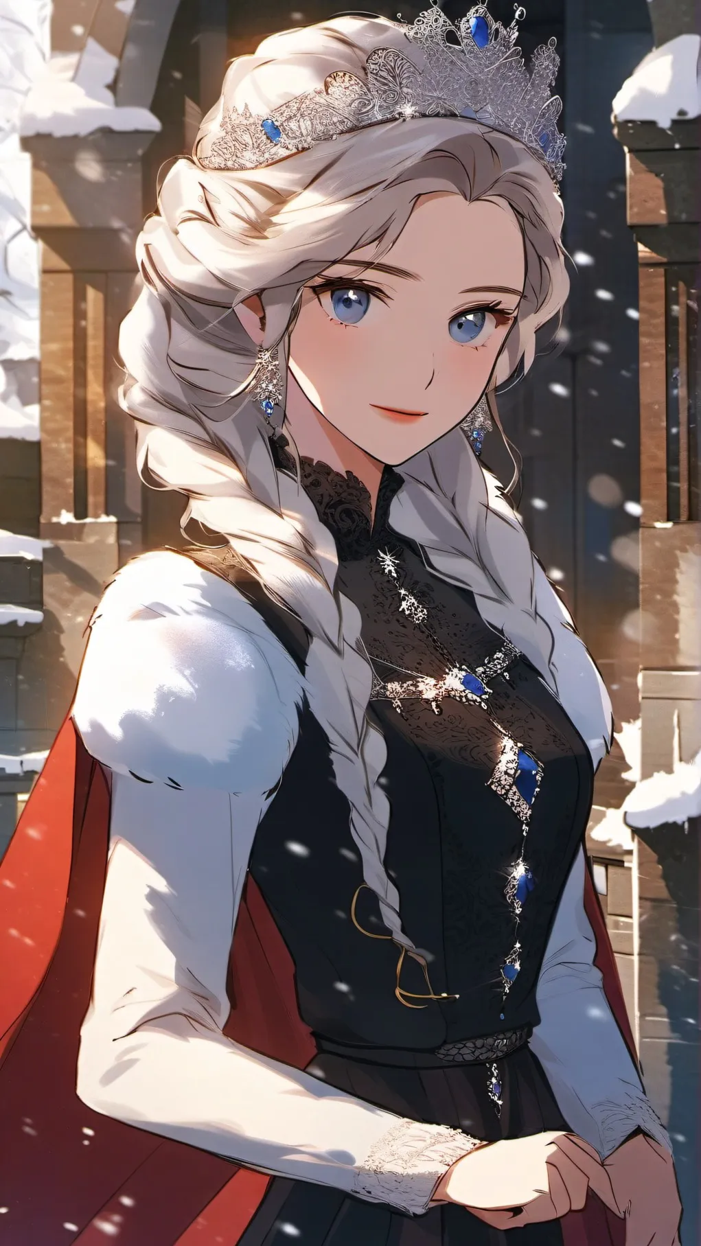 ai character: la reine des neige background
