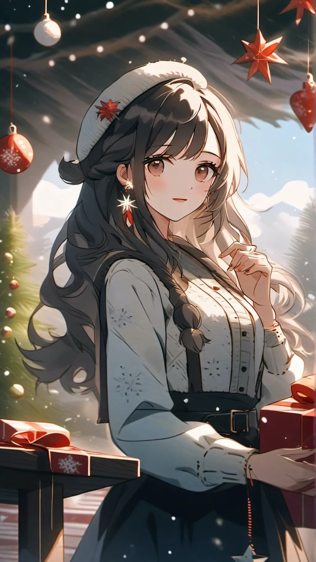 ai character: DW Christmas background