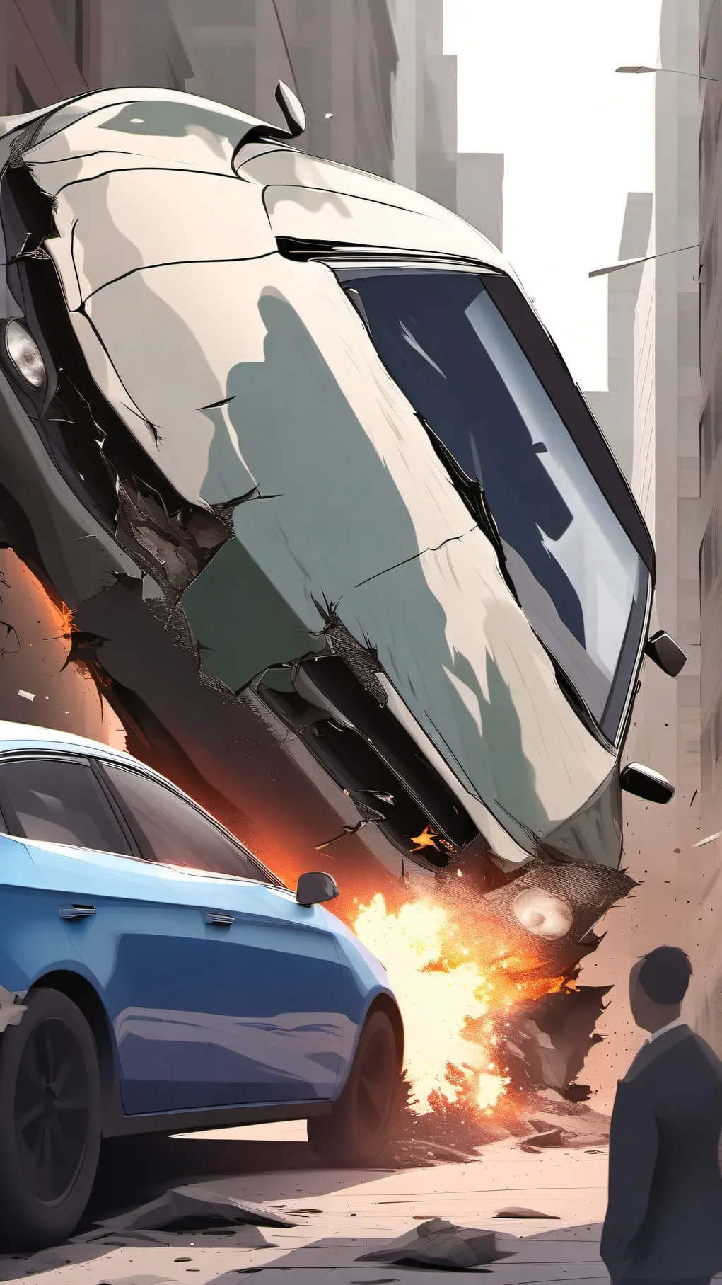 ai character: Car accident background