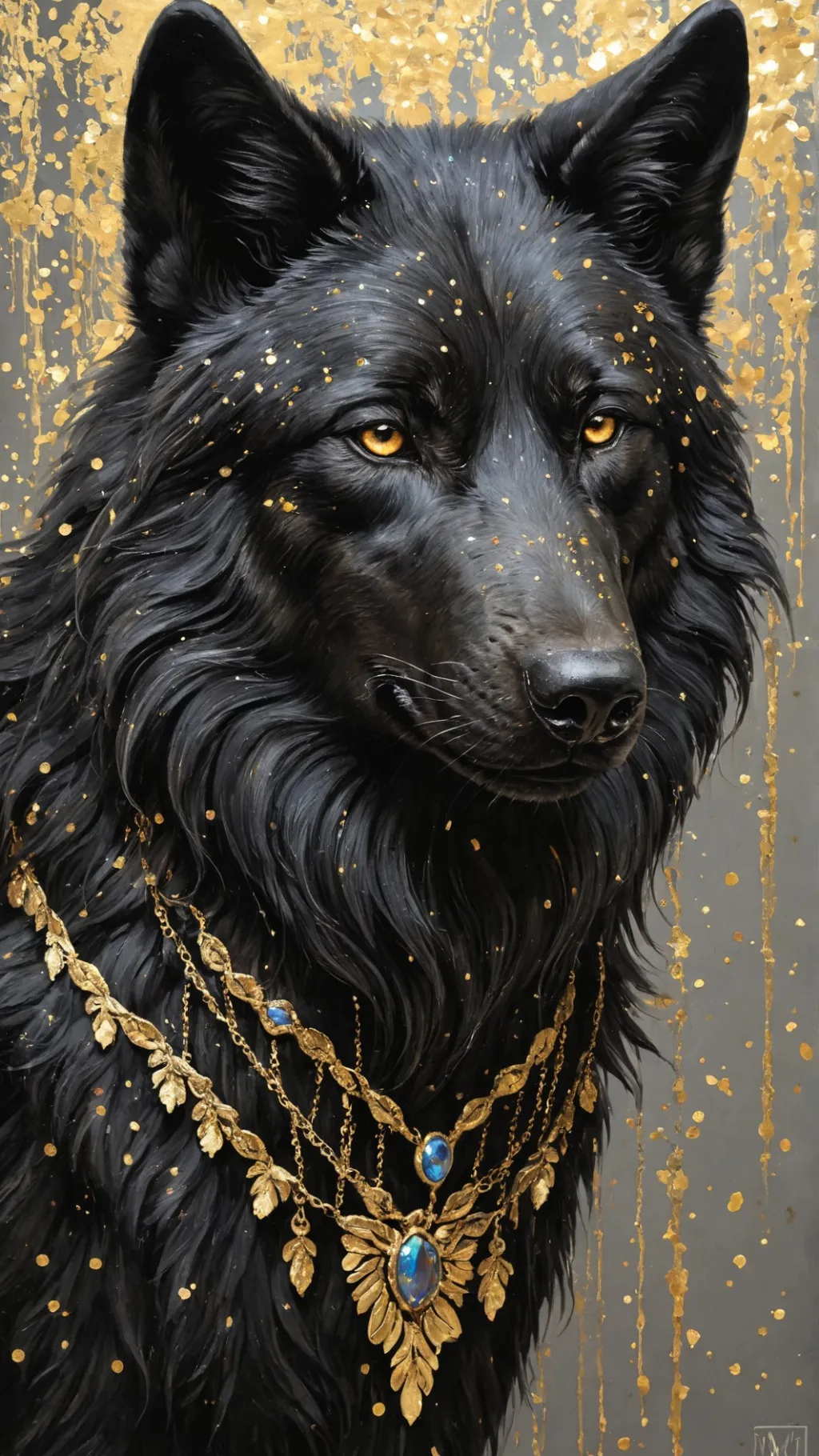 ai character: golden flakes background