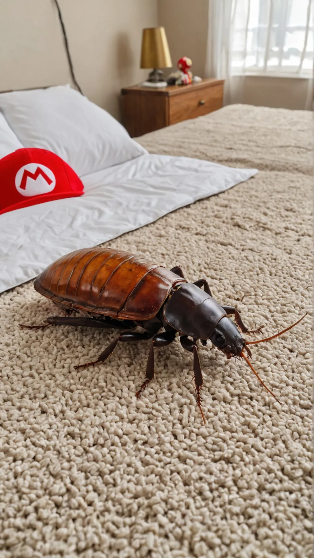 ai character: roach on your bed! background