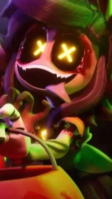 ai character: Cyn halloweeen background
