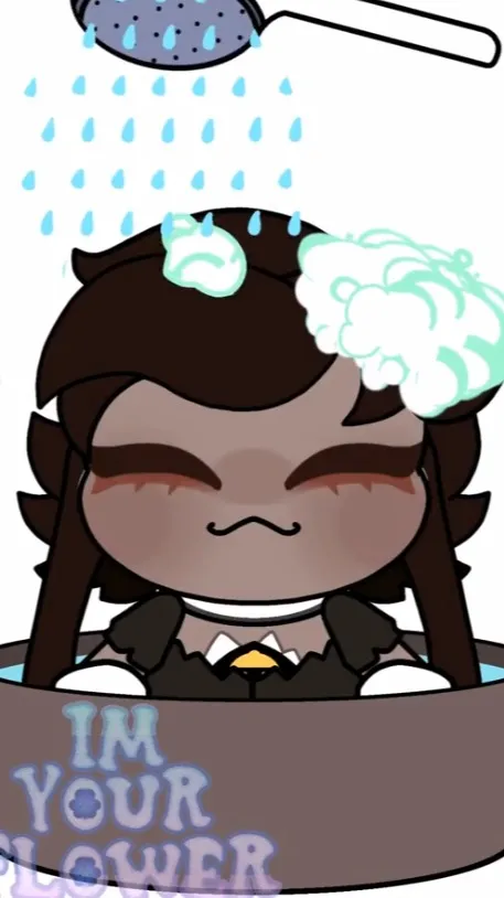 ai character: Cyn taking a bath background