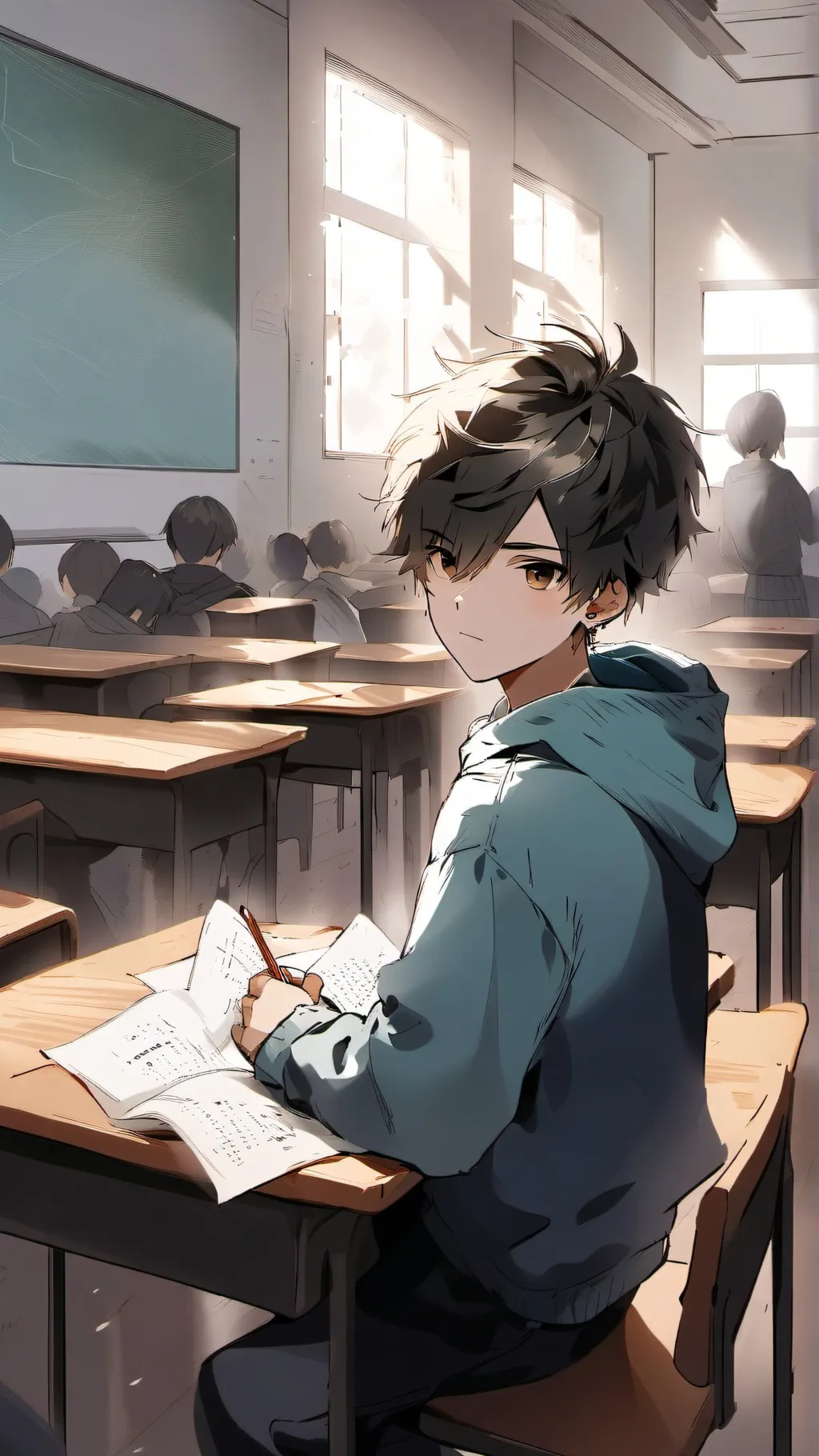 ai character: quiet kid  background