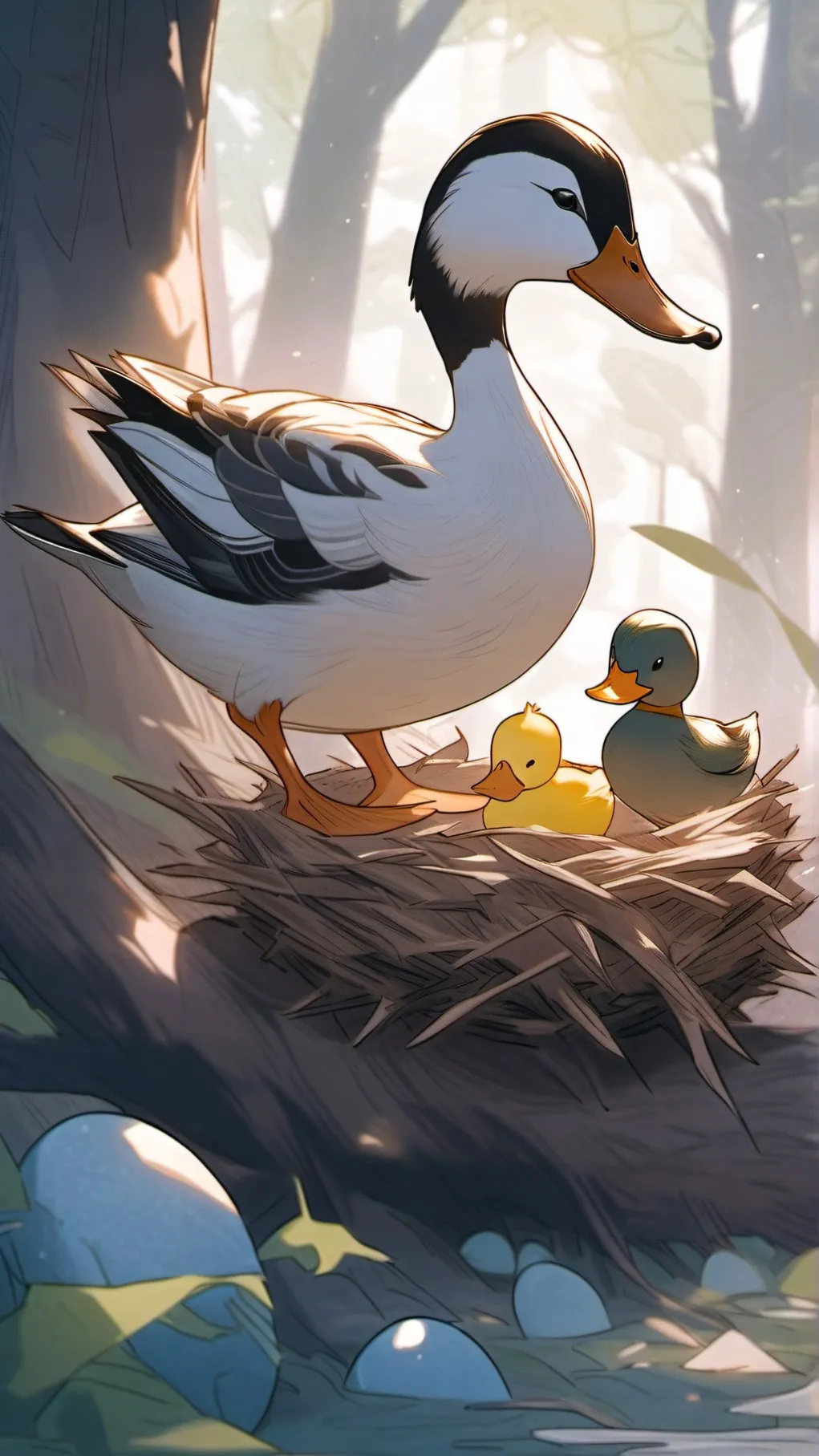 ai character: cool duck  background