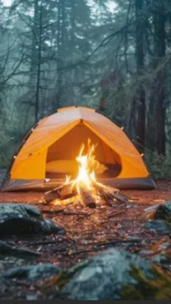 ai character: normal campingtrip background