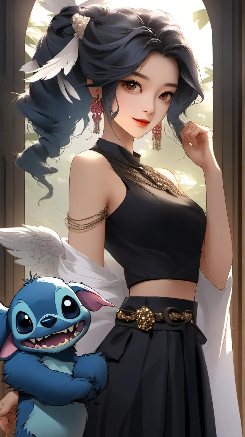 ai character: baby stitches X DW background