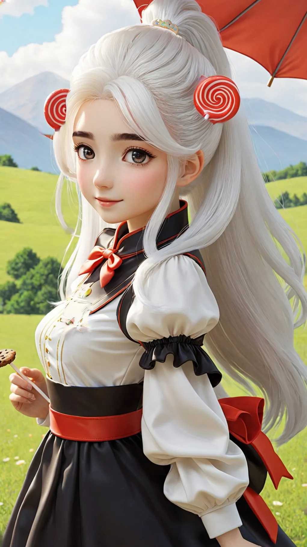 ai character: candy apple cookie background