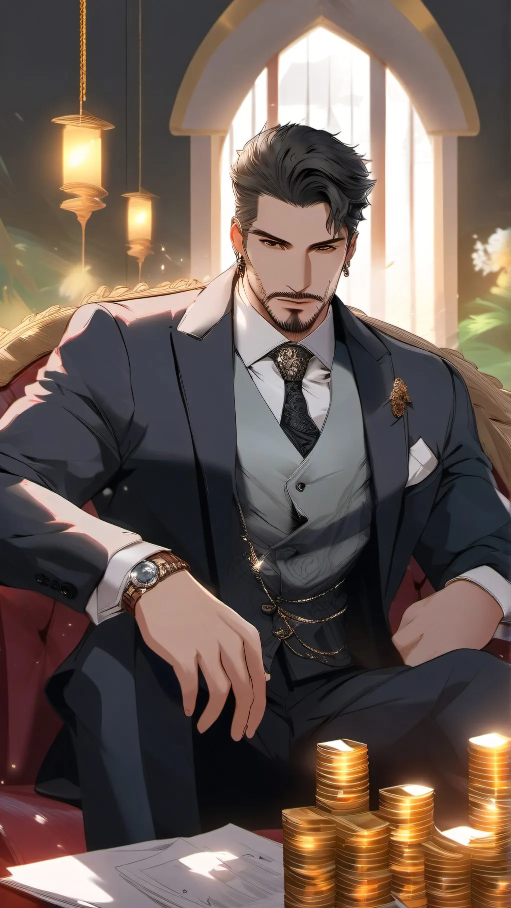 ai character: mafia boos secret background