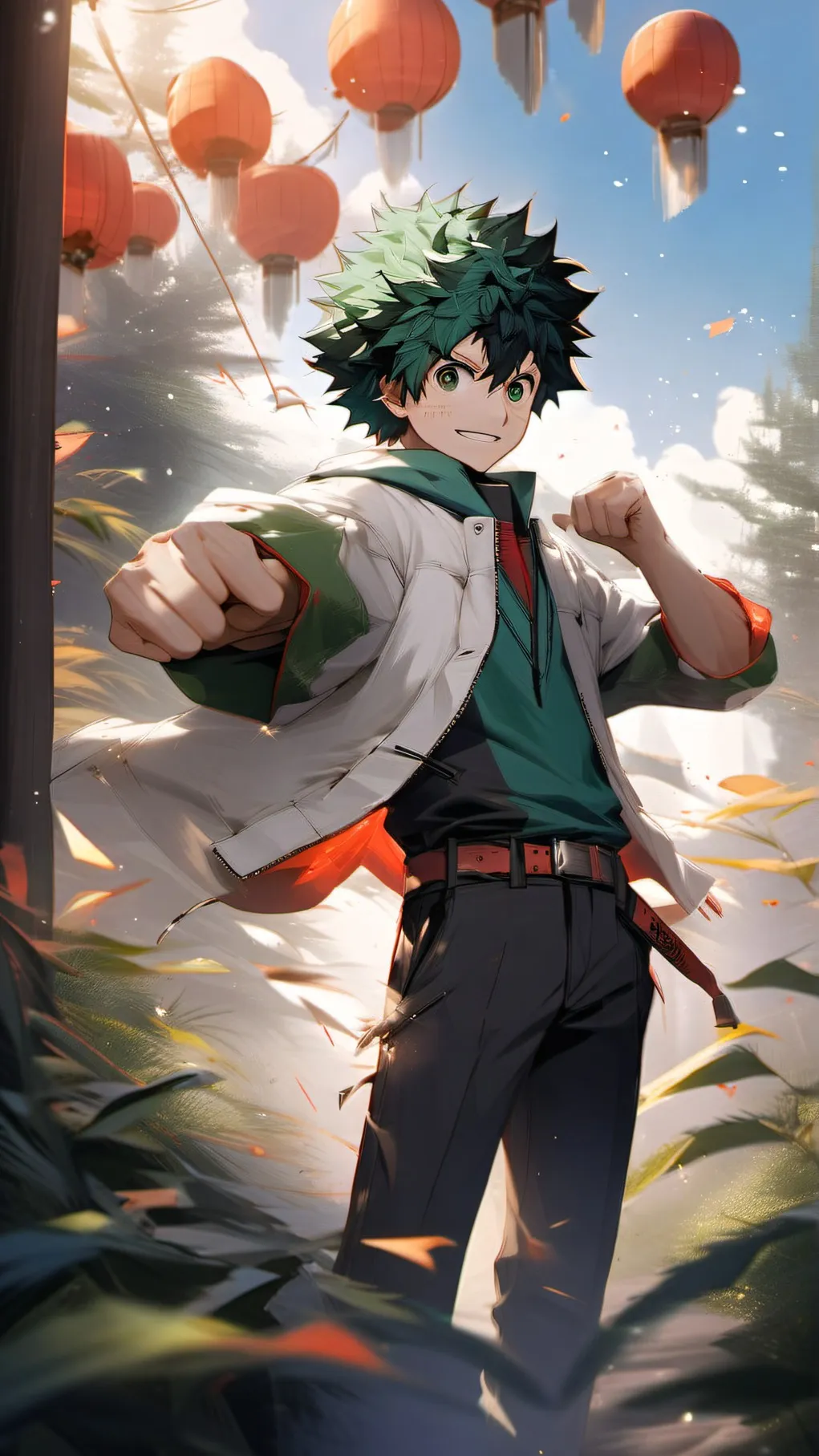 ai character: MHA: Forest background
