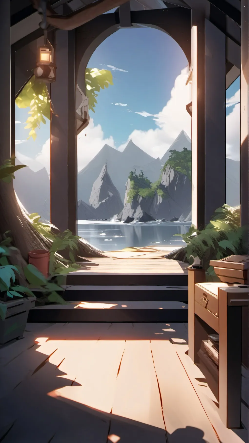 ai character: Island Sunrise background