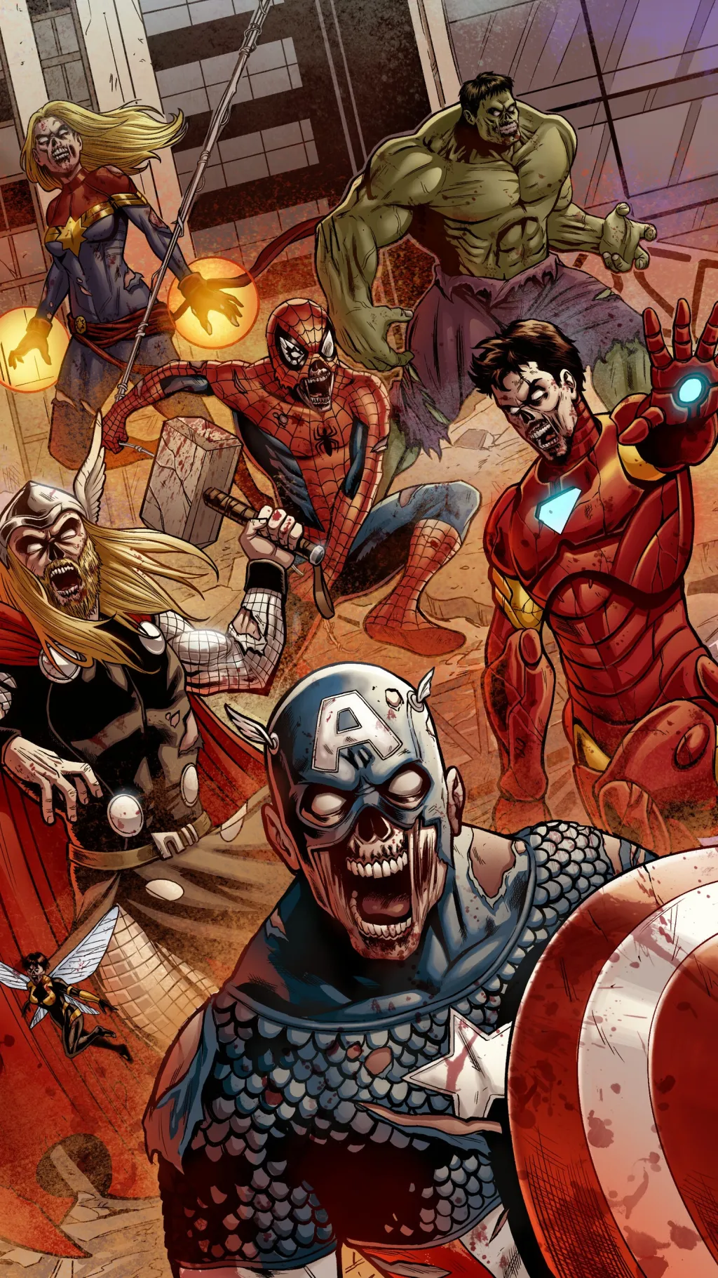 ai character: Halloween Avengers background