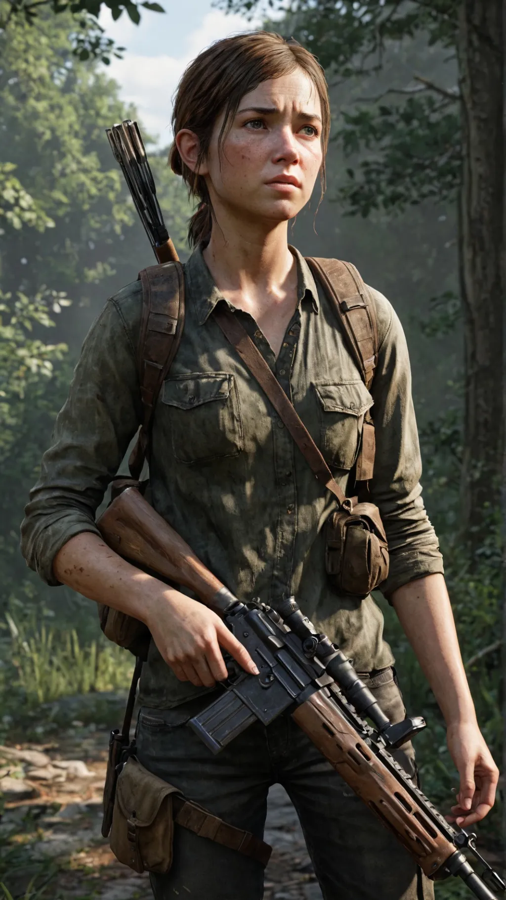 ai character: Ellie Williams  background