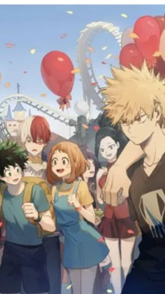 ai character: MHA Amusement park background