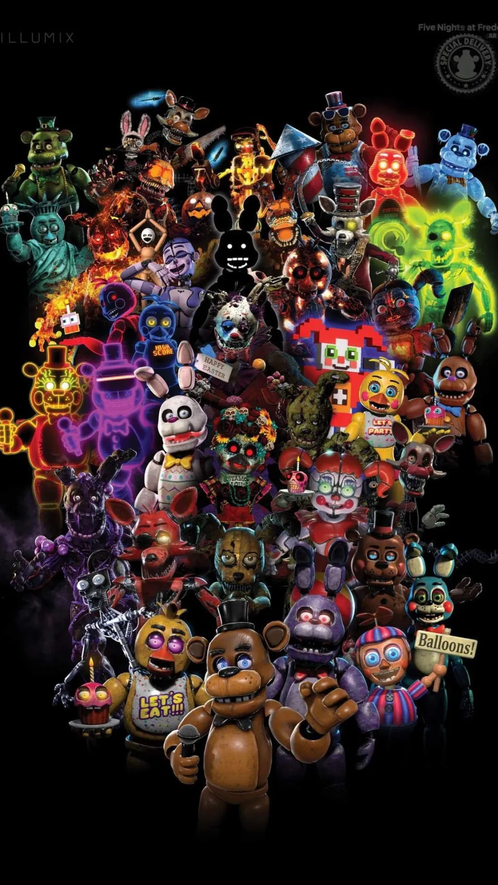 ai character: Afton fam reunion background